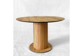Stół Formia nierozkładany, okrągły stół na jednej nodze z lamelami