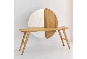 Toaletka z lustrem, dębowa toaletka do makijażu z szafką