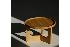 Dębowy Stolik Hedmark duży okrągły stolik kawowy z litego drewna 58 cm