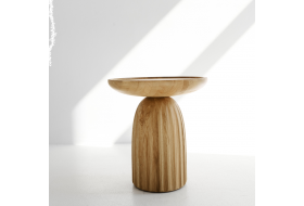 Stolik Moi wysoki dąb naturalny, okrągły stolik kawowy z lamelami