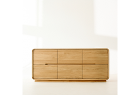 Dębowa Komoda z 6 szufladami Modesta do sypialni lub salonu