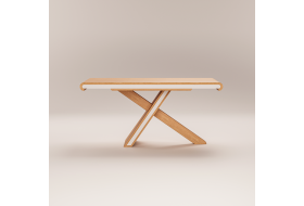 Stół X rozkładany z białymi detalami dębowy