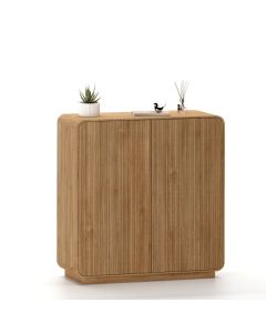 Komoda z funkcją toaletki z frontem w lamele dębowa japandi