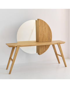 Toaletka z lustrem, dębowa toaletka do makijażu z szafką