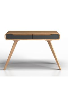 Stolik Konsola Modesta dąb naturalny i szary HPL, dębowe biurko lub toaletka