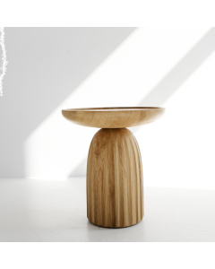Stolik Moi wysoki dąb naturalny, okrągły stolik kawowy z lamelami