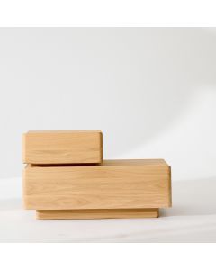 Stolik nocny Bright, szafka nocna z 2 szufladami dębowa