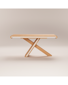 Stół X rozkładany z białymi detalami dębowy