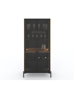 Witryna-bar z frontem szklanym, czarne tło